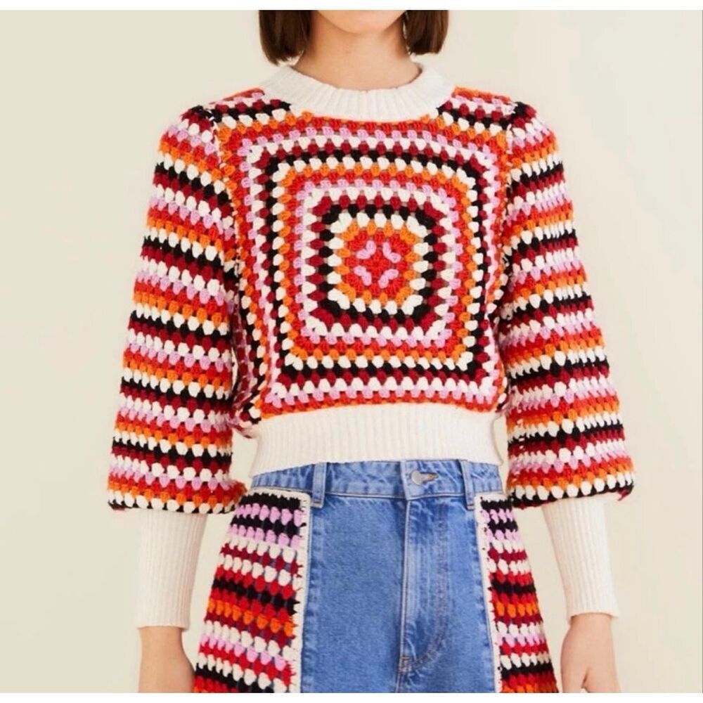 Farm Rio Knit Multi Color Sweater | Medium - Picture 2 of 12